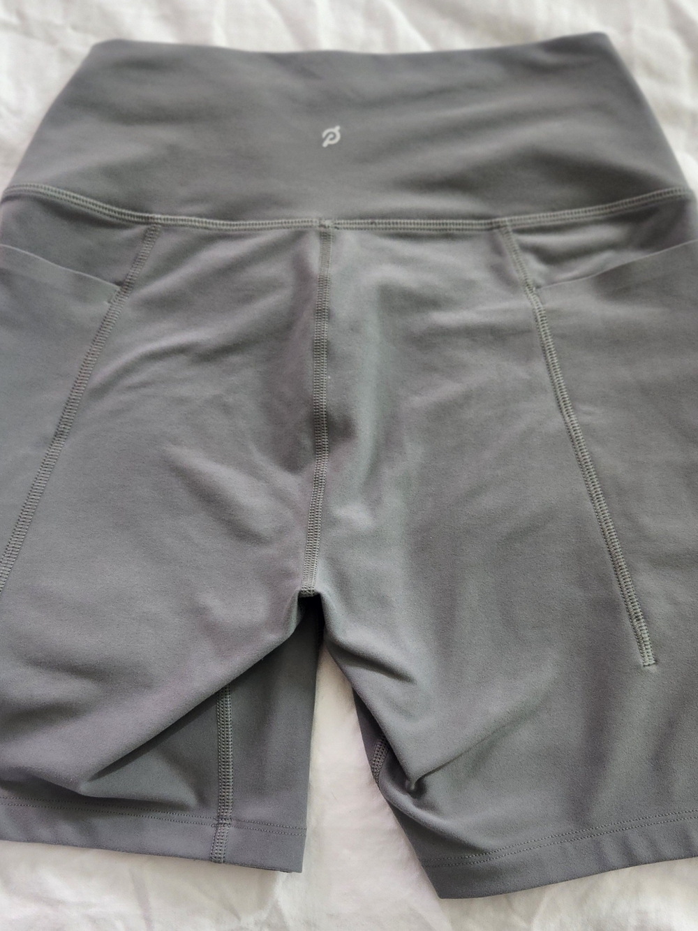 Peloton Women's High-Waist Gray Bike Shorts with Logo - Picture 3 of 3